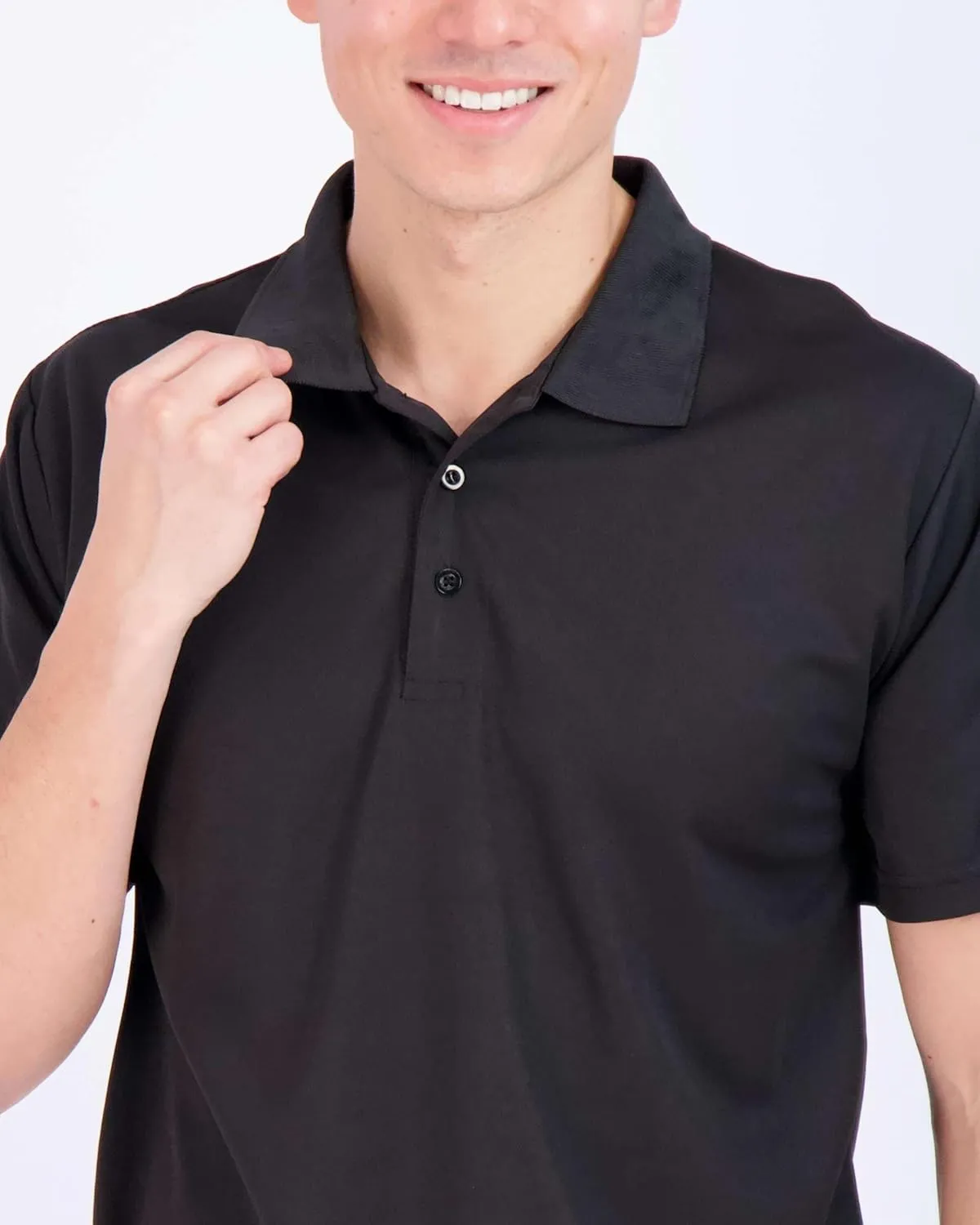 Real Essentials 3 Pack: Men's Quick-Dry Short Sleeve Athletic Performance Polo Shirt (Available in Big & Tall)