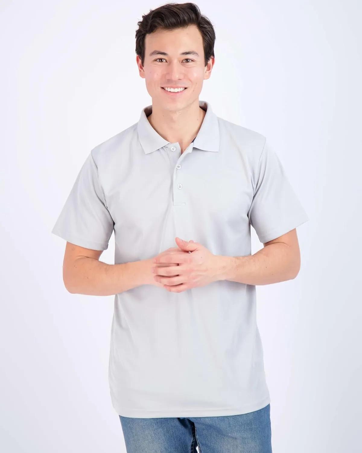 Real Essentials 3 Pack: Men's Quick-Dry Short Sleeve Athletic Performance Polo Shirt (Available in Big & Tall)