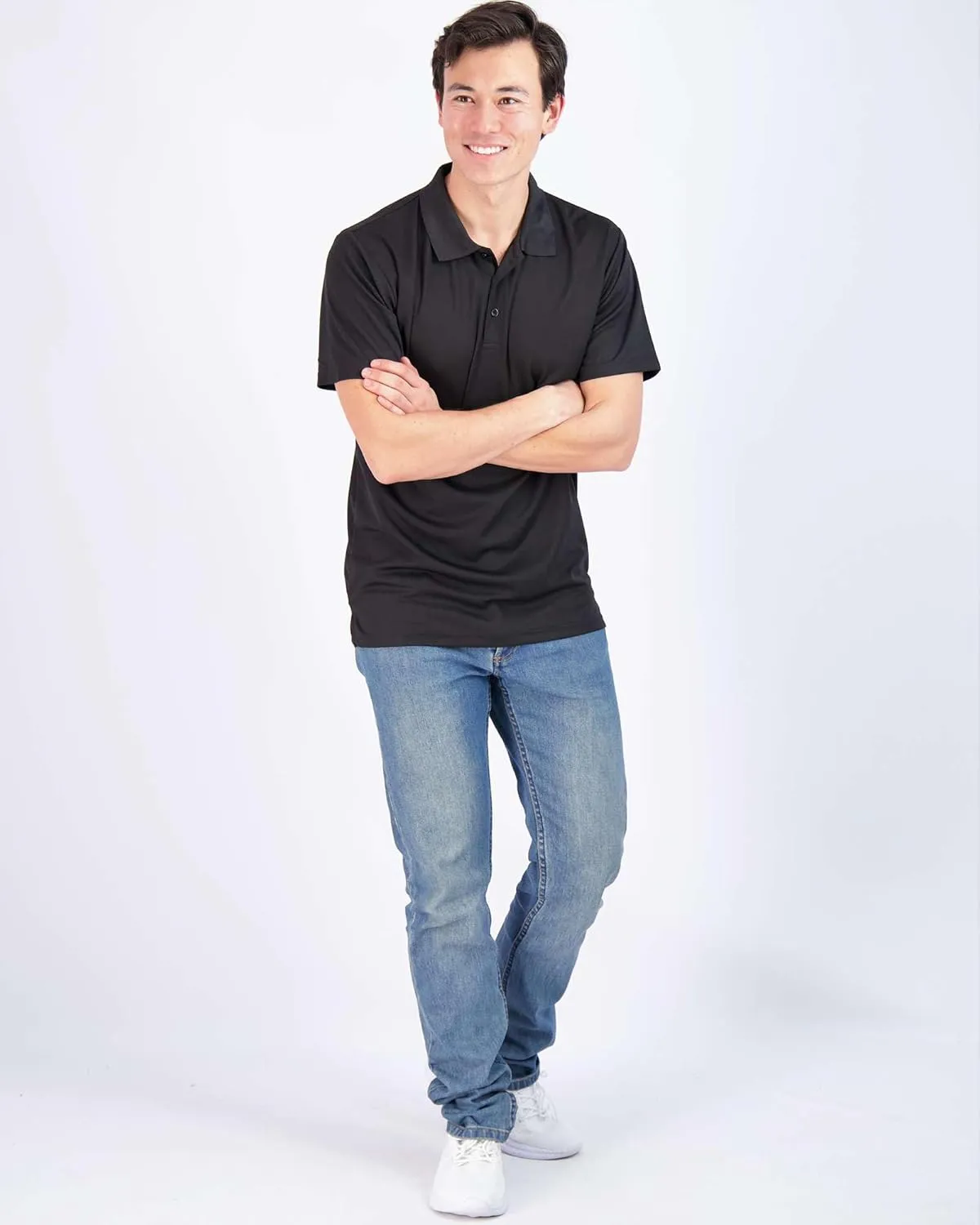 Real Essentials 3 Pack: Men's Quick-Dry Short Sleeve Athletic Performance Polo Shirt (Available in Big & Tall)