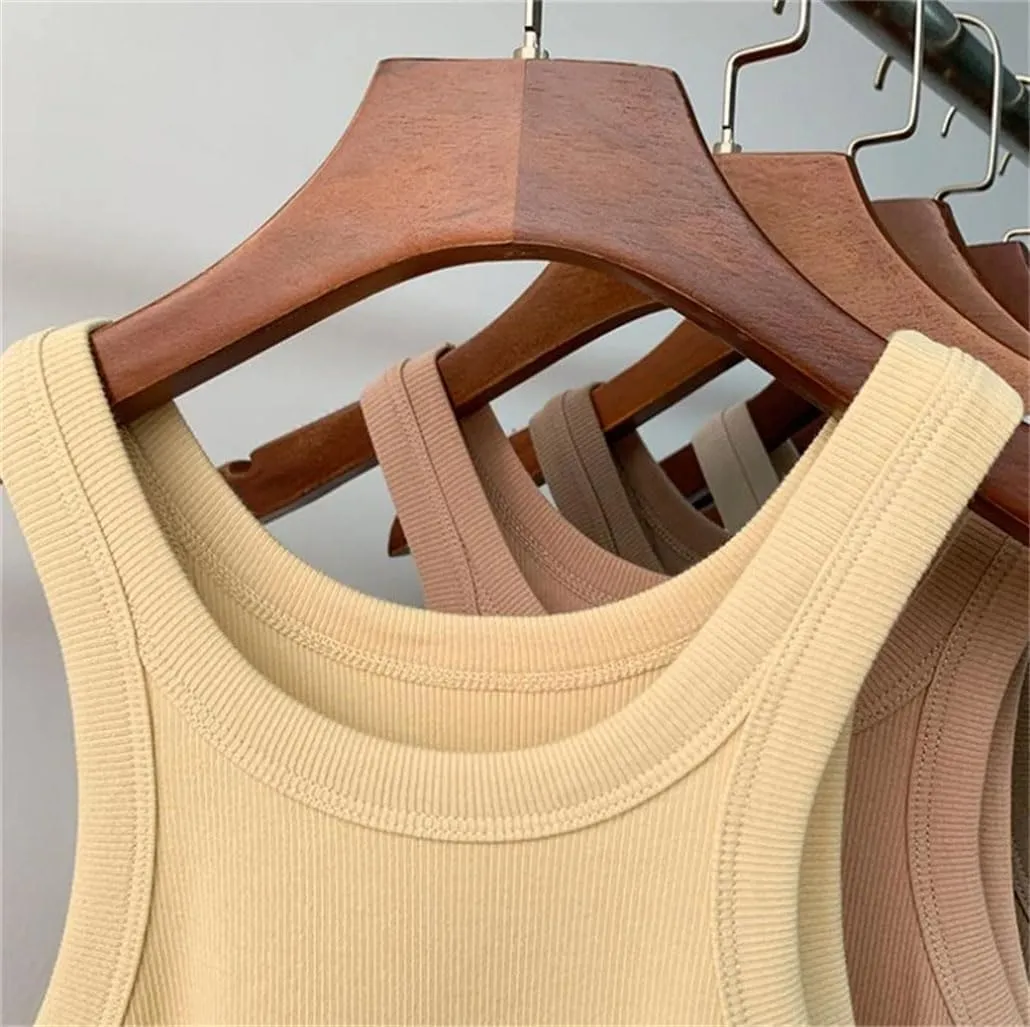 Ribbed Tank Tops for Women Sleeveless Cotton Skinny Tops Tees