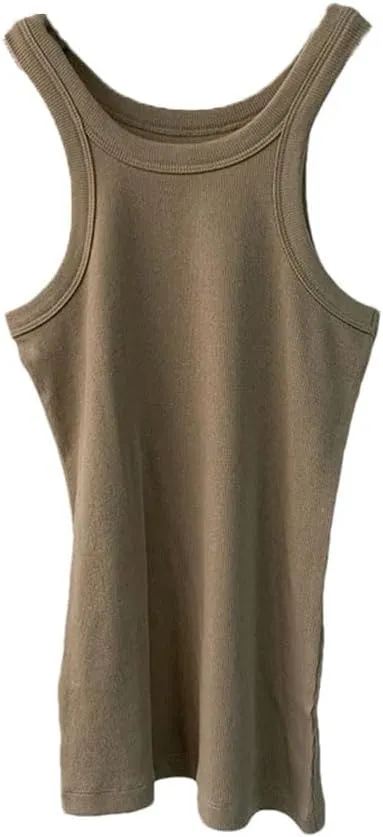 Ribbed Tank Tops for Women Sleeveless Cotton Skinny Tops Tees