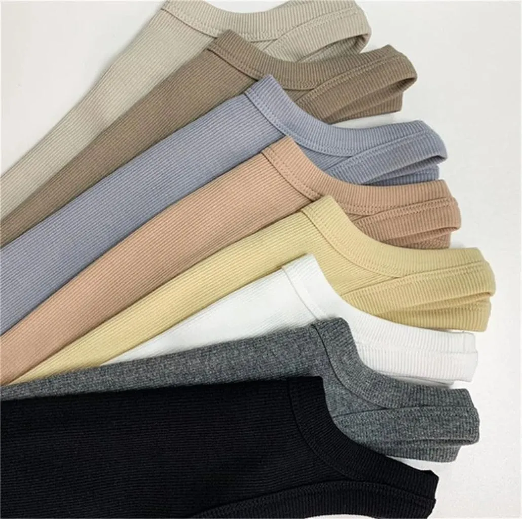 Ribbed Tank Tops for Women Sleeveless Cotton Skinny Tops Tees