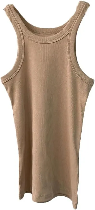 Ribbed Tank Tops for Women Sleeveless Cotton Skinny Tops Tees