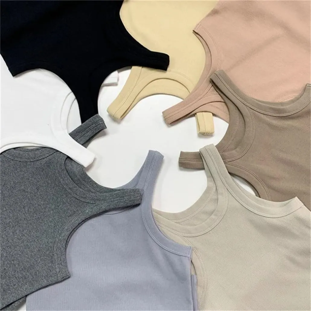 Ribbed Tank Tops for Women Sleeveless Cotton Skinny Tops Tees