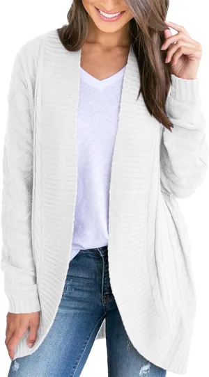 Saodimallsu Womens Loose Open Front Cardigan Long Sleeve Casual Lightweight Soft Knit Sweaters Coat with Pockets