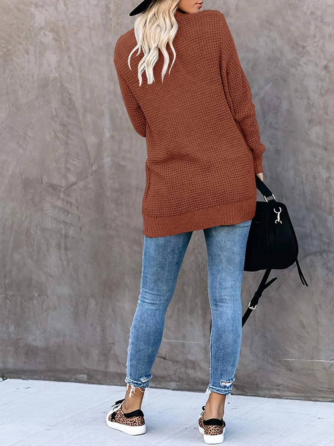 Saodimallsu Womens Loose Open Front Cardigan Long Sleeve Casual Lightweight Soft Knit Sweaters Coat with Pockets