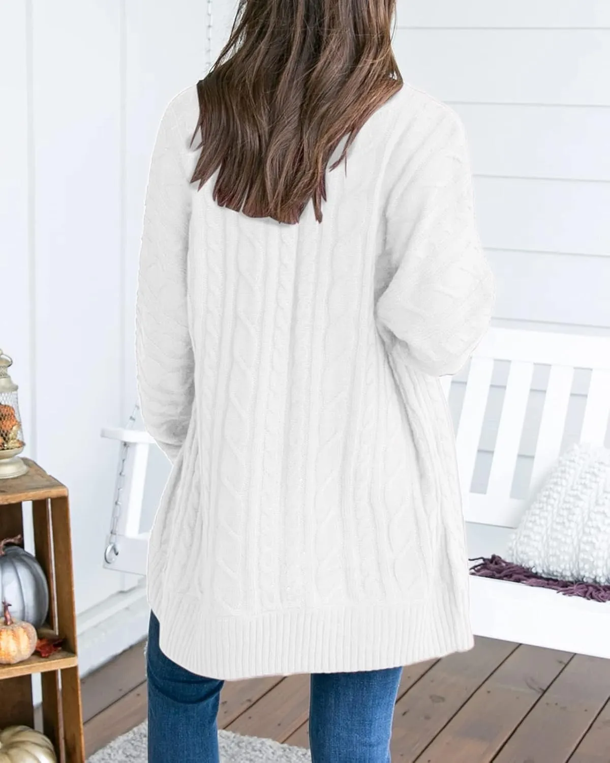Saodimallsu Womens Loose Open Front Cardigan Long Sleeve Casual Lightweight Soft Knit Sweaters Coat with Pockets