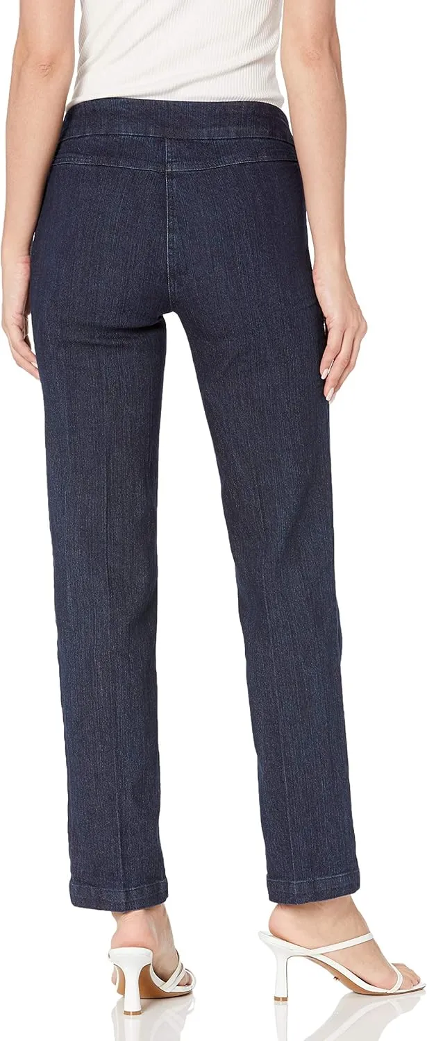 SLIM-SATION Women's Wide Band Pull-on Relaxed Leg Pant with Tummy Control