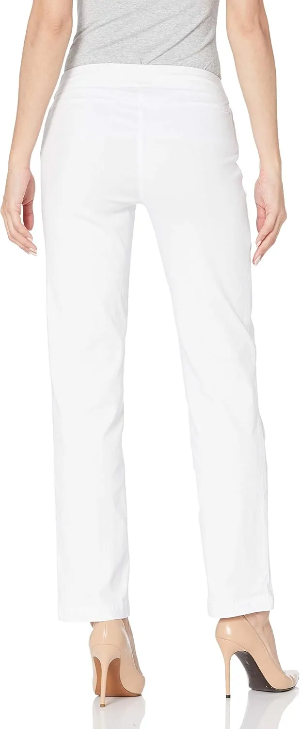 SLIM-SATION Women's Wide Band Pull-on Relaxed Leg Pant with Tummy Control