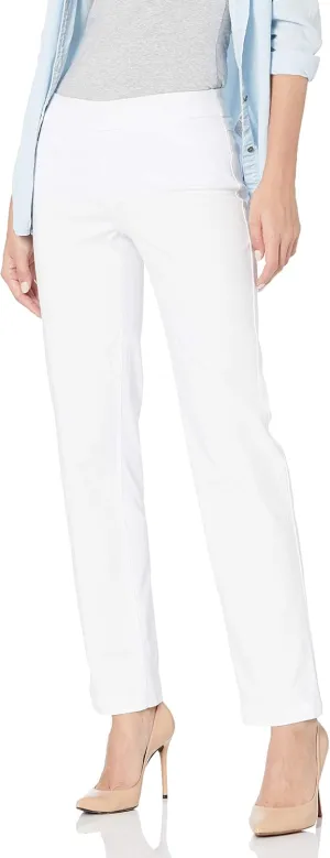 SLIM-SATION Women's Wide Band Pull-on Relaxed Leg Pant with Tummy Control