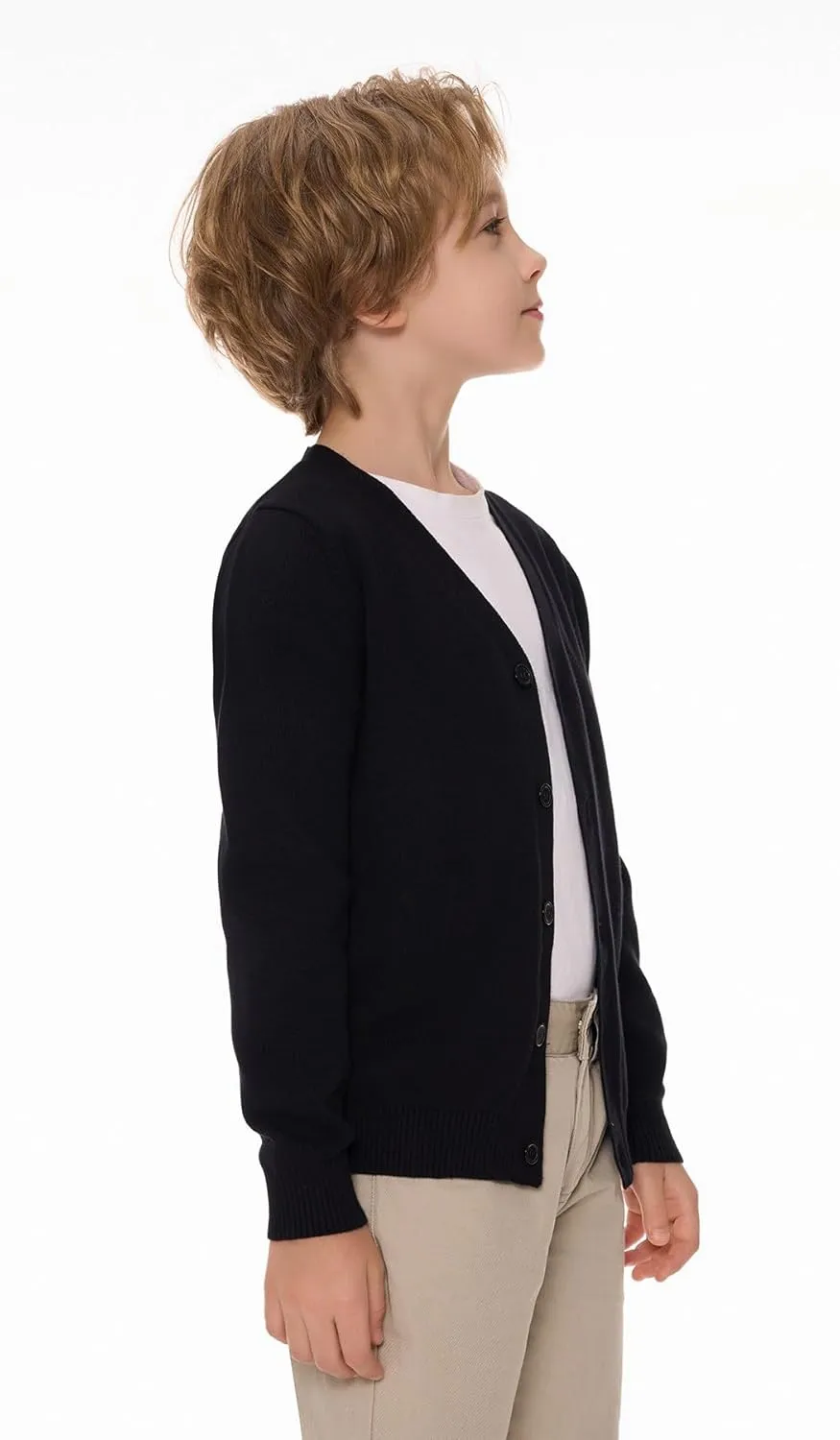 SMINLING Pinker Boys School Uniform Cardigan Sweater V-Neck Soft Cotton Clothing