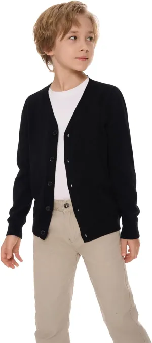 SMINLING Pinker Boys School Uniform Cardigan Sweater V-Neck Soft Cotton Clothing