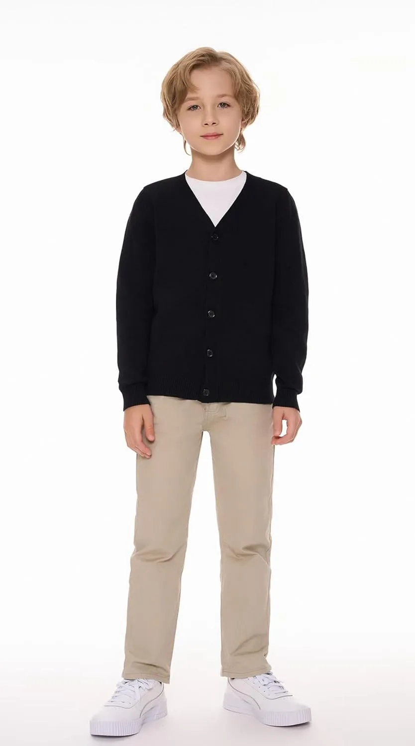 SMINLING Pinker Boys School Uniform Cardigan Sweater V-Neck Soft Cotton Clothing