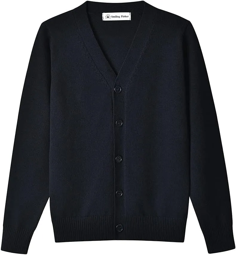 SMINLING Pinker Boys School Uniform Cardigan Sweater V-Neck Soft Cotton Clothing