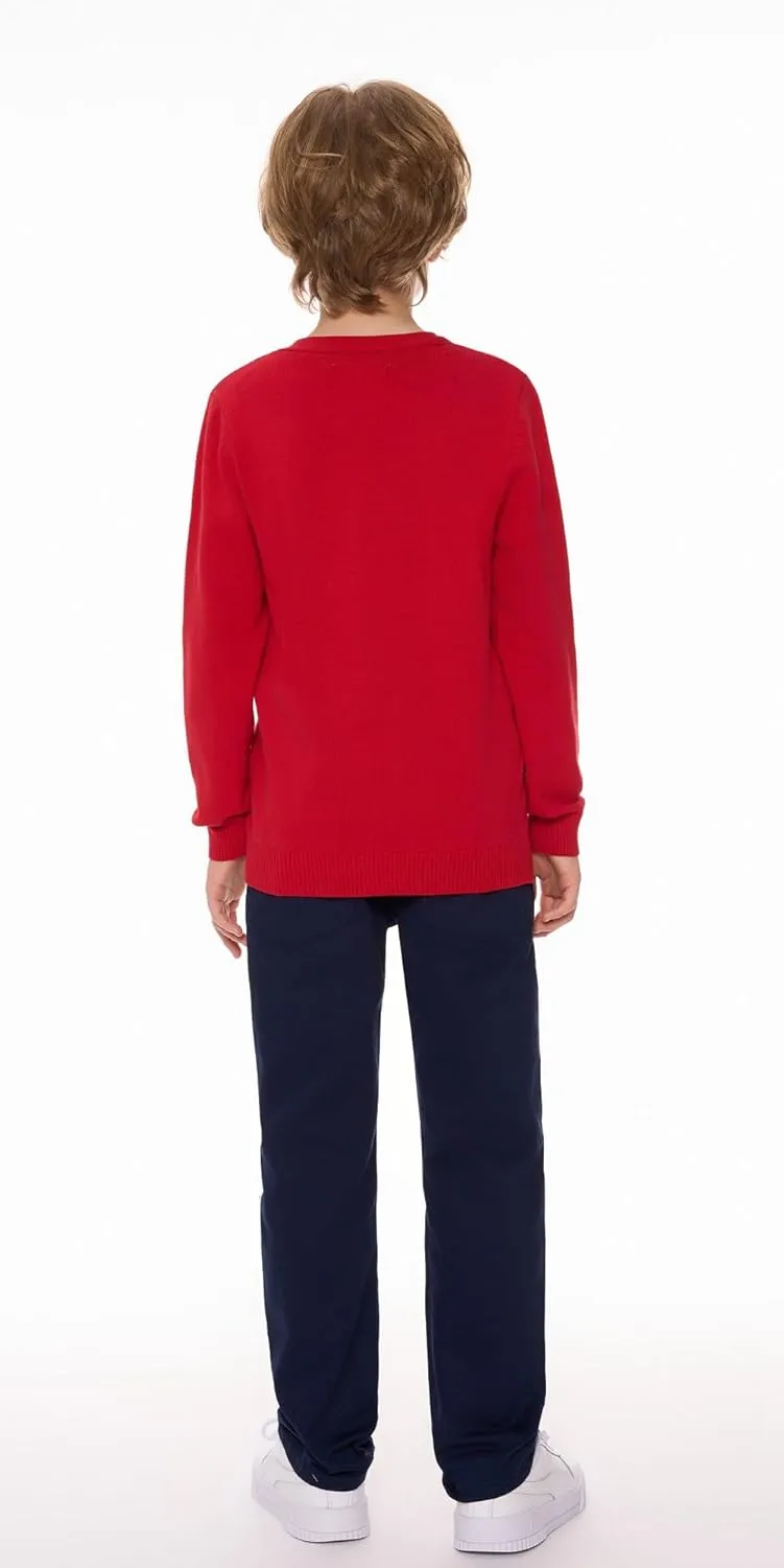 SMINLING Pinker Boys School Uniform Cardigan Sweater V-Neck Soft Cotton Clothing