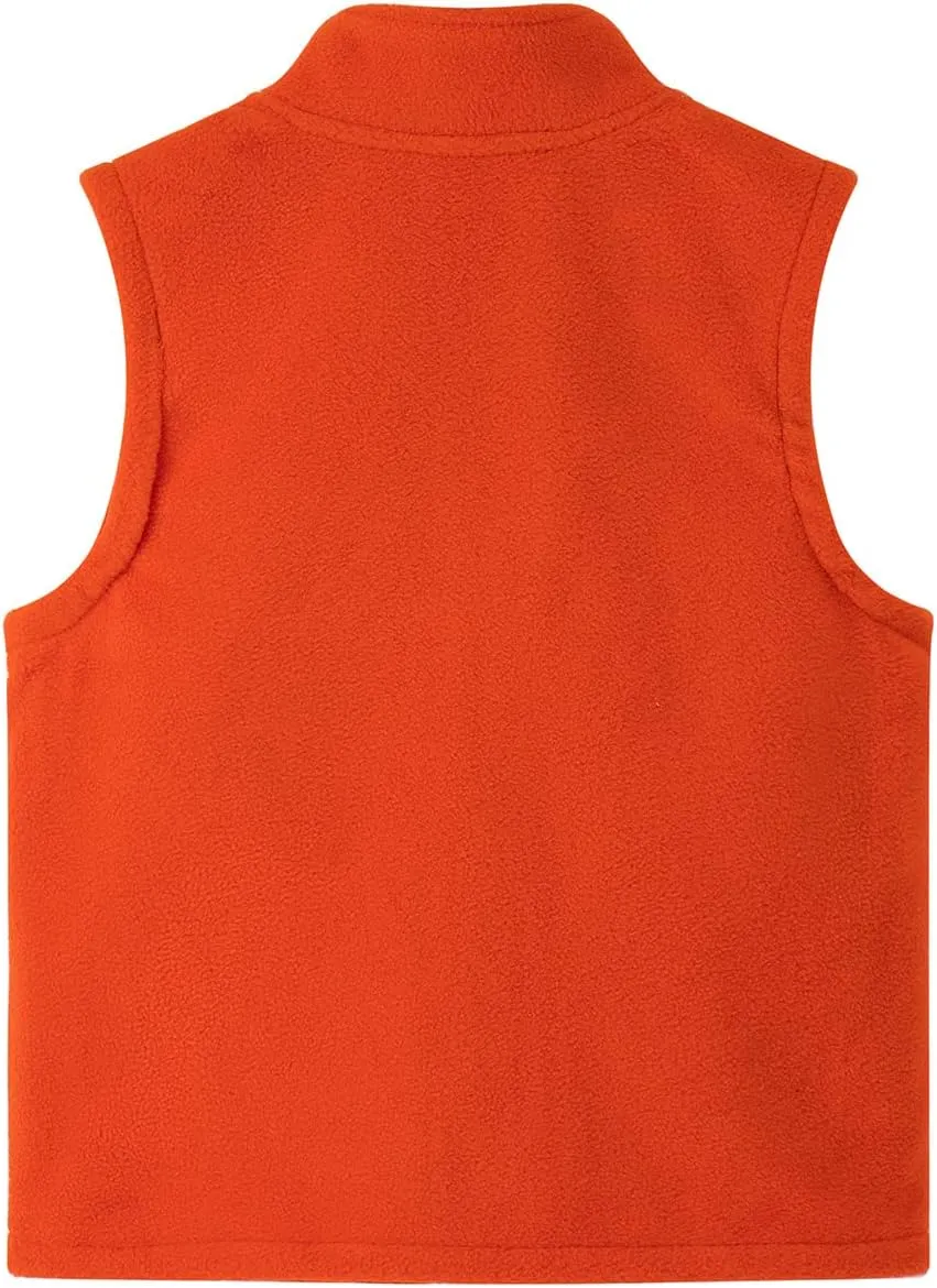 Spring&Gege Boys Full Zip Polar Fleece Vest Sleeveless Outwear Warm Jacket with Pockets (3-12 Years)