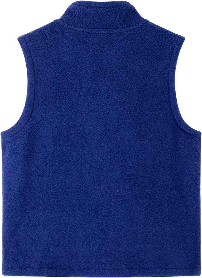 Spring&Gege Boys Full Zip Polar Fleece Vest Sleeveless Outwear Warm Jacket with Pockets (3-12 Years)