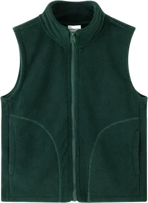 Spring&Gege Boys Full Zip Polar Fleece Vest Sleeveless Outwear Warm Jacket with Pockets (3-12 Years)