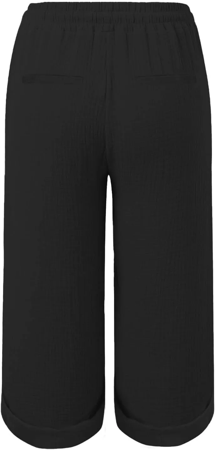 Summer Capris for Women Cotton Linen Pants Casual 2025 Loose Comfy Trendy Elastic Waist Cropped Trouser Beach Clothes