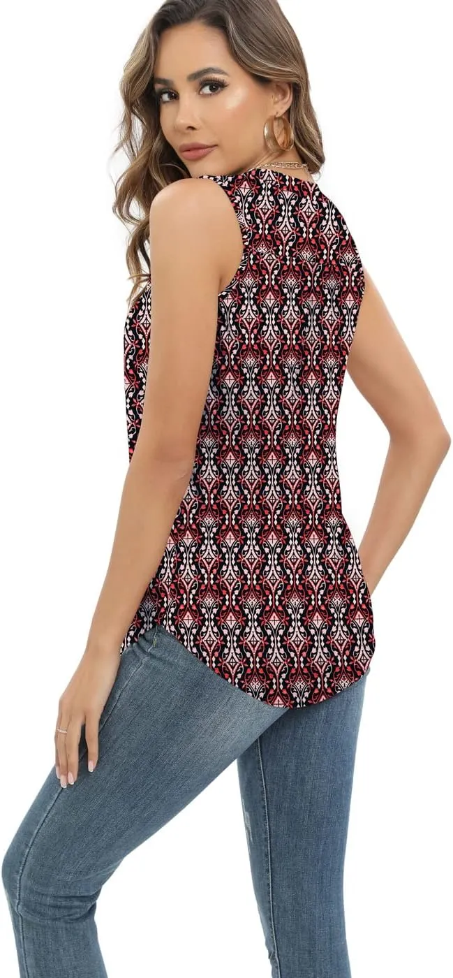 Summer Tops Sleeveless V Neck Dressy Business Casual Shirts Women's Loose Fit Blouses Flowy Cute Tank Tops Tunics for Women