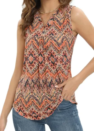 Summer Tops Sleeveless V Neck Dressy Business Casual Shirts Women's Loose Fit Blouses Flowy Cute Tank Tops Tunics for Women