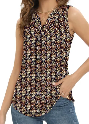 Summer Tops Sleeveless V Neck Dressy Business Casual Shirts Women's Loose Fit Blouses Flowy Cute Tank Tops Tunics for Women