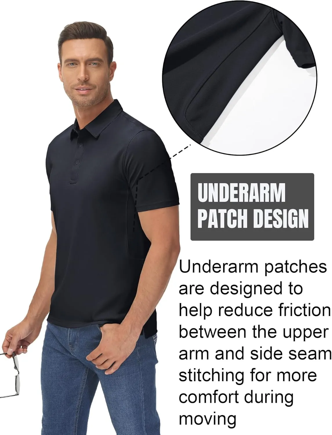 TACVASEN Mens Polo Shirts Short Sleeve Cotton Moisture Wicking Casual Cooling Golf Pique Polos for Men with 3 Buttons