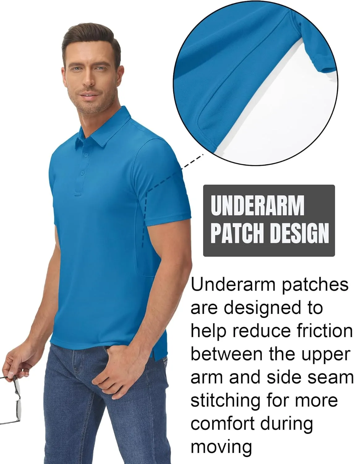 TACVASEN Mens Polo Shirts Short Sleeve Cotton Moisture Wicking Casual Cooling Golf Pique Polos for Men with 3 Buttons