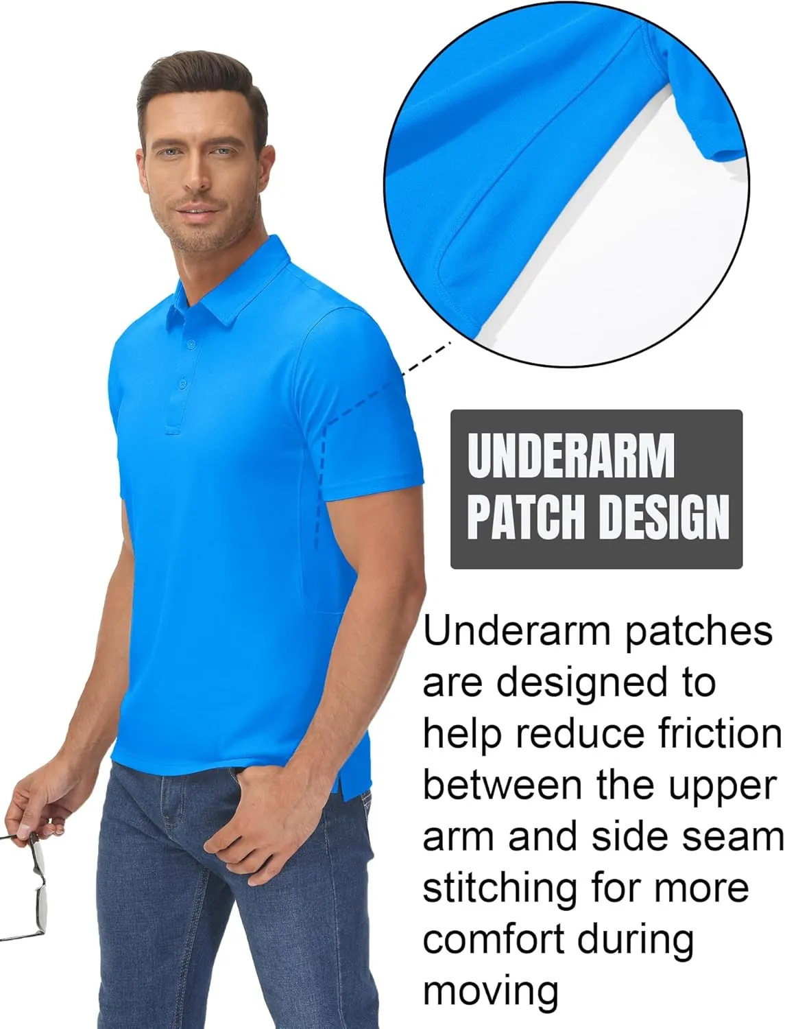 TACVASEN Mens Polo Shirts Short Sleeve Cotton Moisture Wicking Casual Cooling Golf Pique Polos for Men with 3 Buttons