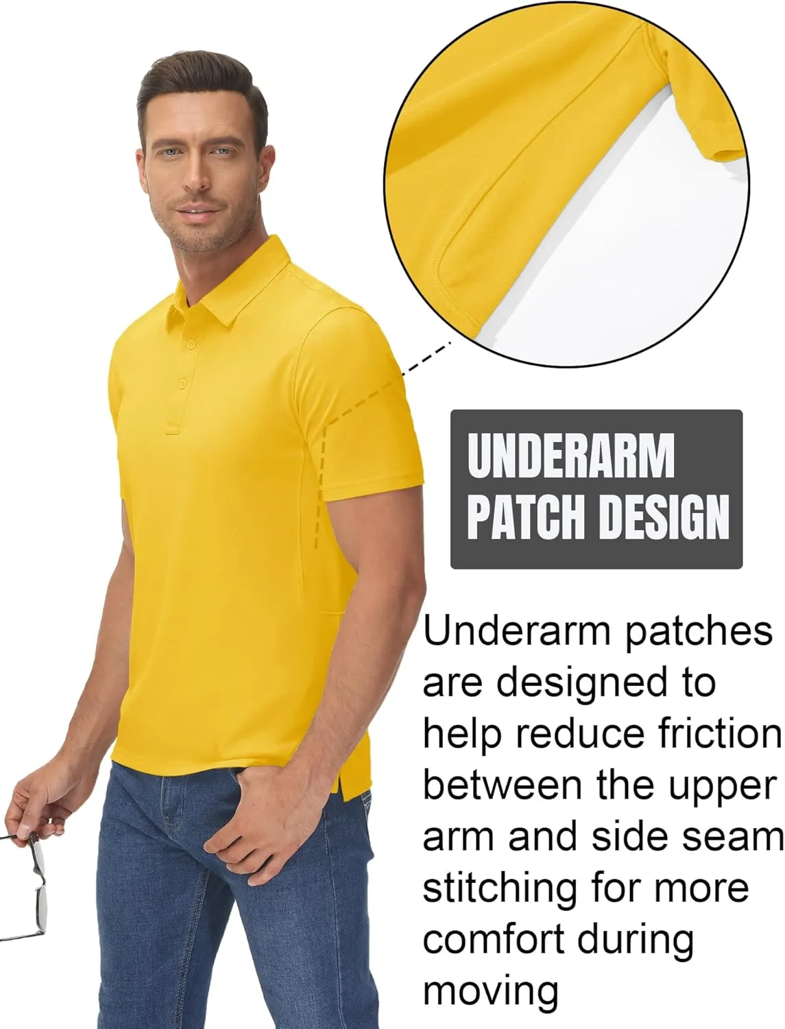 TACVASEN Mens Polo Shirts Short Sleeve Cotton Moisture Wicking Casual Cooling Golf Pique Polos for Men with 3 Buttons
