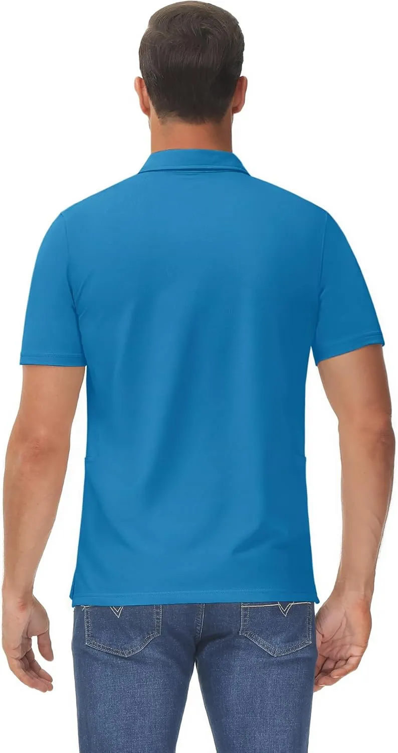 TACVASEN Mens Polo Shirts Short Sleeve Cotton Moisture Wicking Casual Cooling Golf Pique Polos for Men with 3 Buttons