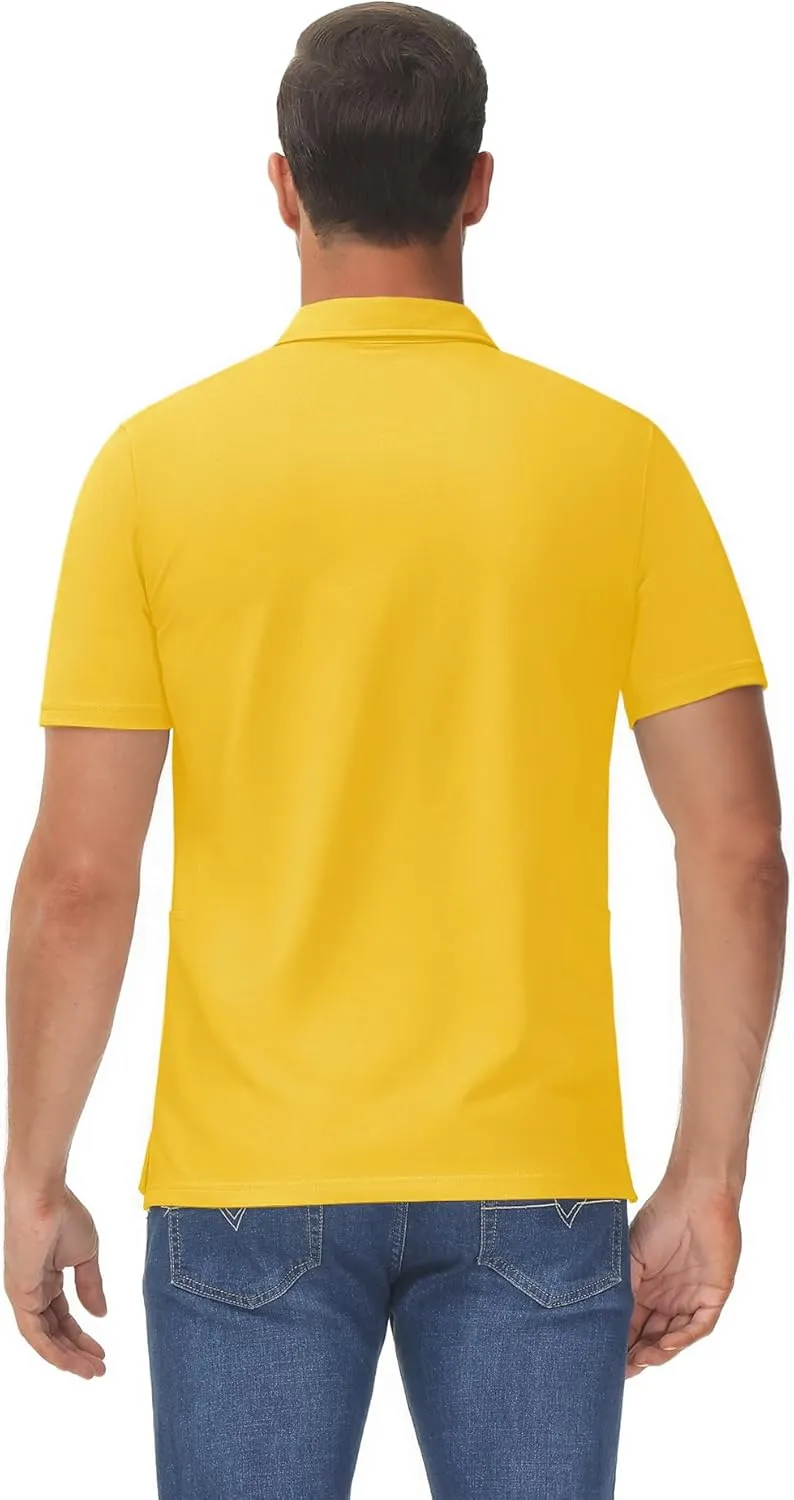 TACVASEN Mens Polo Shirts Short Sleeve Cotton Moisture Wicking Casual Cooling Golf Pique Polos for Men with 3 Buttons