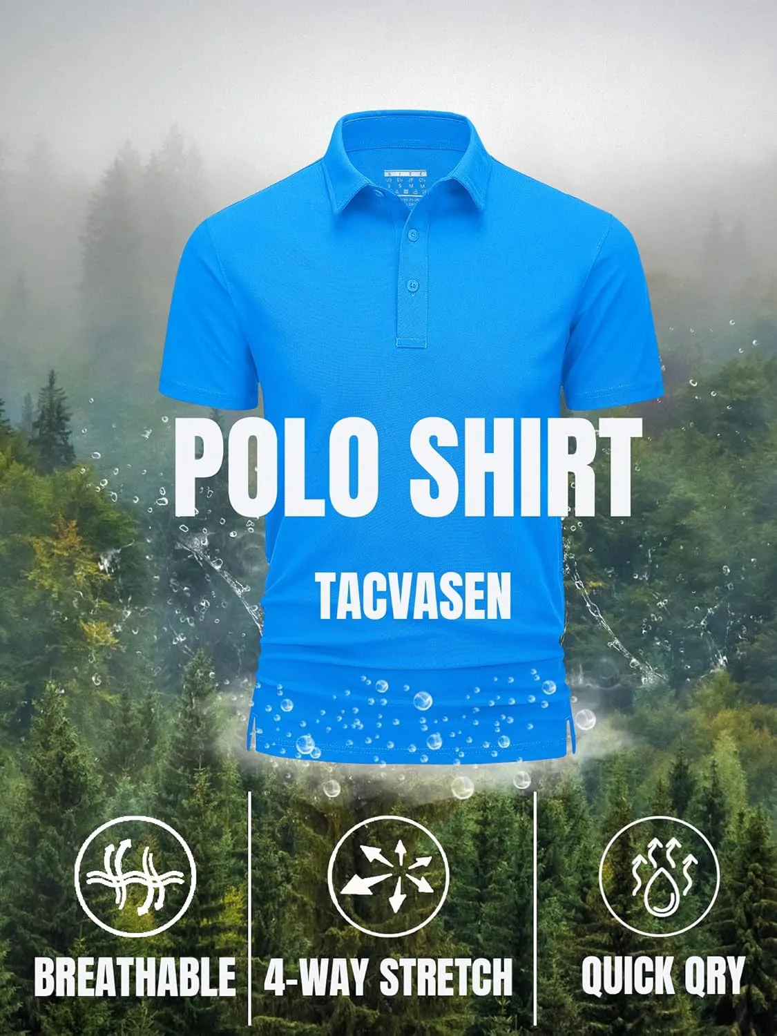 TACVASEN Mens Polo Shirts Short Sleeve Cotton Moisture Wicking Casual Cooling Golf Pique Polos for Men with 3 Buttons