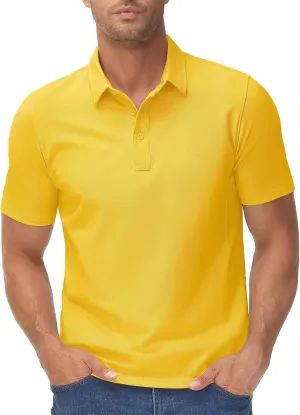 TACVASEN Mens Polo Shirts Short Sleeve Cotton Moisture Wicking Casual Cooling Golf Pique Polos for Men with 3 Buttons