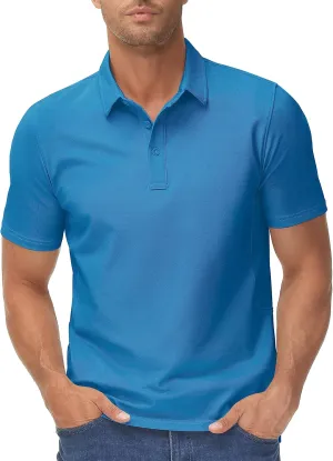 TACVASEN Mens Polo Shirts Short Sleeve Cotton Moisture Wicking Casual Cooling Golf Pique Polos for Men with 3 Buttons