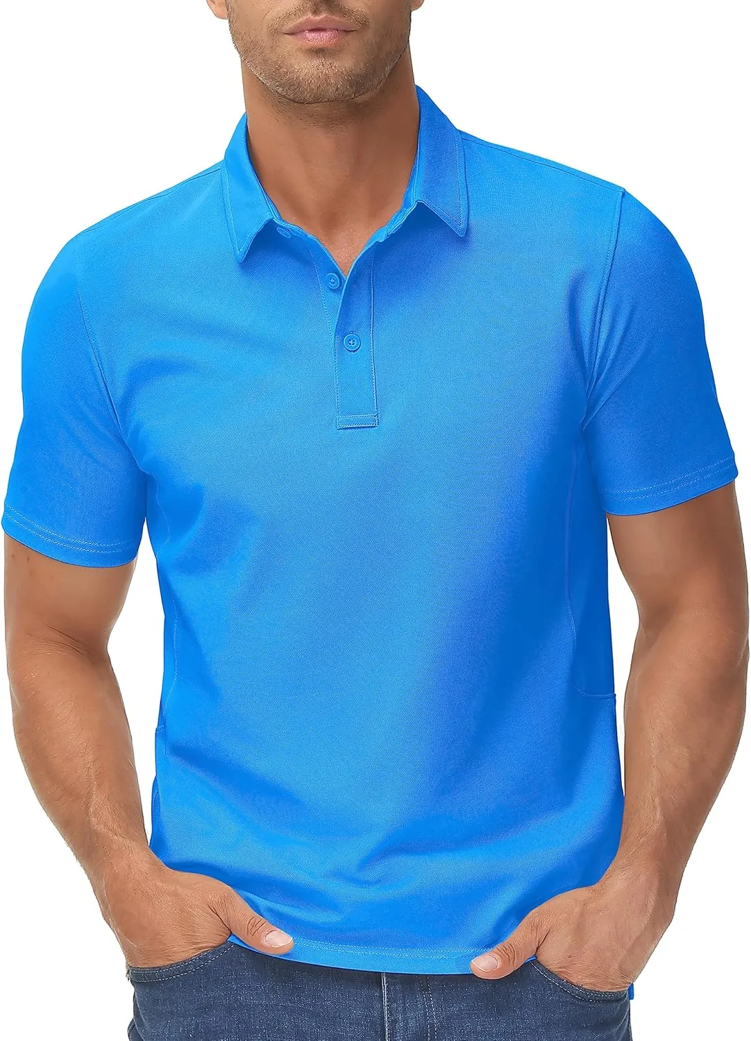 TACVASEN Mens Polo Shirts Short Sleeve Cotton Moisture Wicking Casual Cooling Golf Pique Polos for Men with 3 Buttons