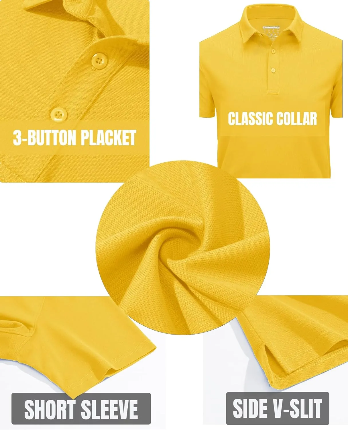TACVASEN Mens Polo Shirts Short Sleeve Cotton Moisture Wicking Casual Cooling Golf Pique Polos for Men with 3 Buttons