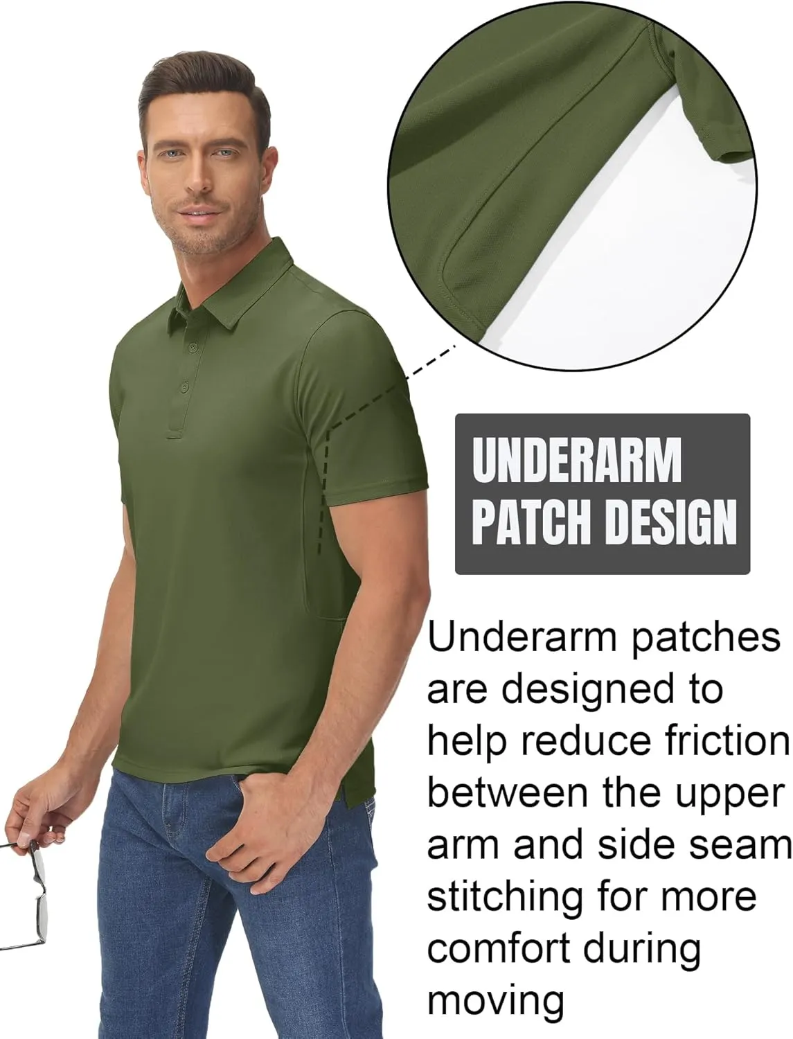 TACVASEN Mens Polo Shirts Short Sleeve Cotton Moisture Wicking Casual Cooling Golf Pique Polos for Men with 3 Buttons