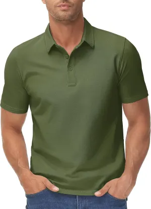 TACVASEN Mens Polo Shirts Short Sleeve Cotton Moisture Wicking Casual Cooling Golf Pique Polos for Men with 3 Buttons