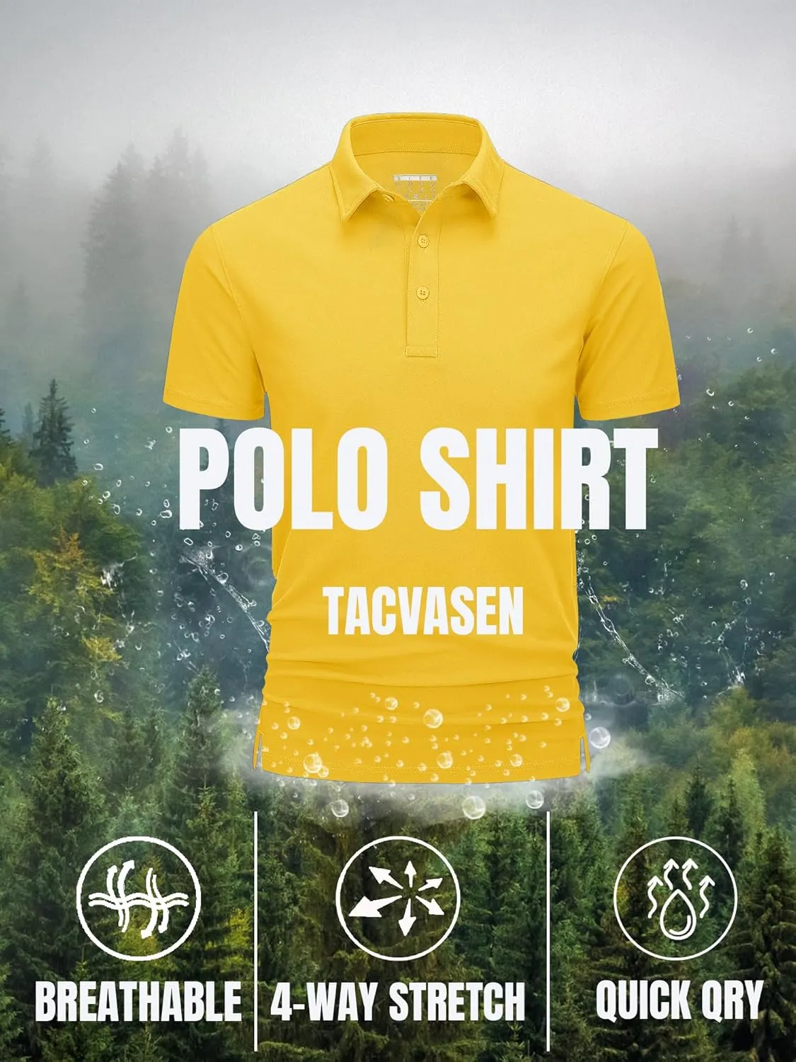 TACVASEN Mens Polo Shirts Short Sleeve Cotton Moisture Wicking Casual Cooling Golf Pique Polos for Men with 3 Buttons