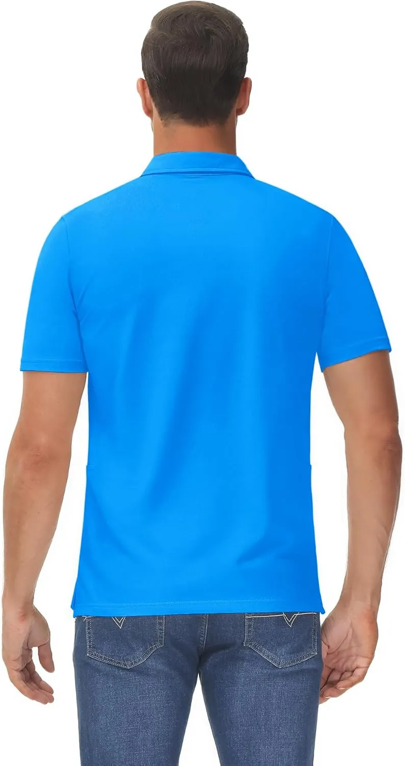 TACVASEN Mens Polo Shirts Short Sleeve Cotton Moisture Wicking Casual Cooling Golf Pique Polos for Men with 3 Buttons