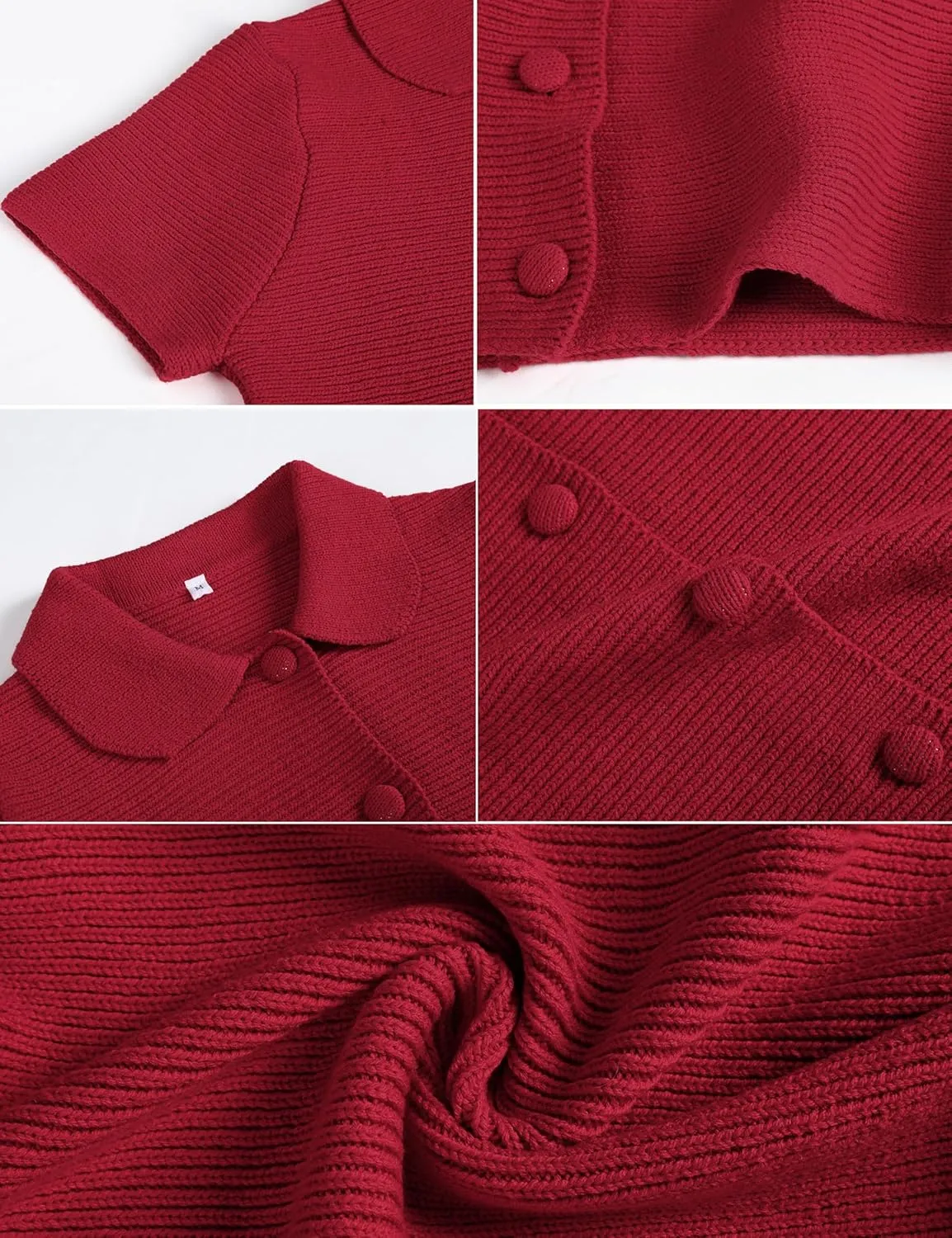Tanming Womens Cardigan Sweaters Soft Chunky Knit Top Short Sleeve Button Loose Outerwear Sweater