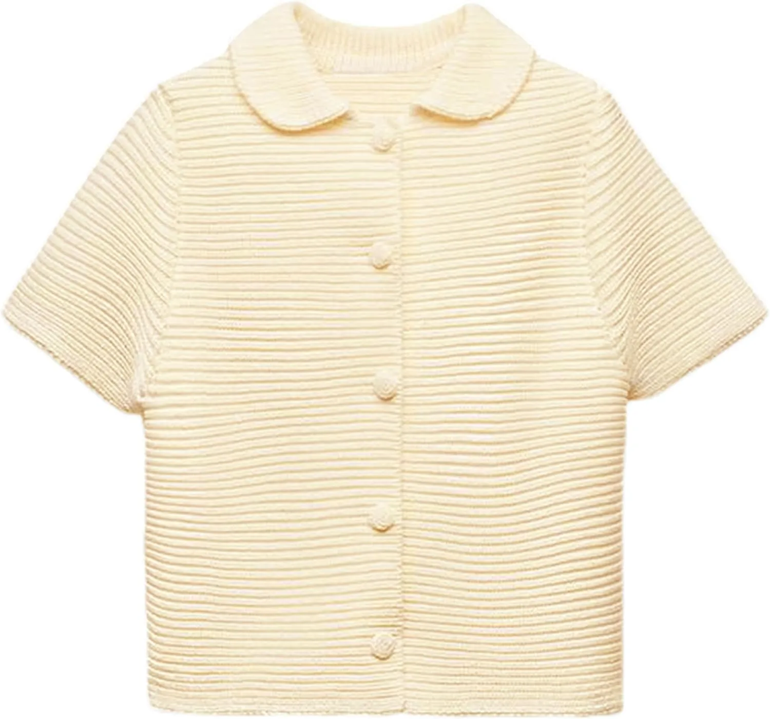 Tanming Womens Cardigan Sweaters Soft Chunky Knit Top Short Sleeve Button Loose Outerwear Sweater