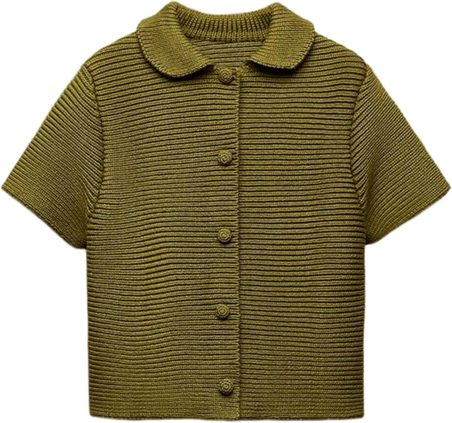 Tanming Womens Cardigan Sweaters Soft Chunky Knit Top Short Sleeve Button Loose Outerwear Sweater