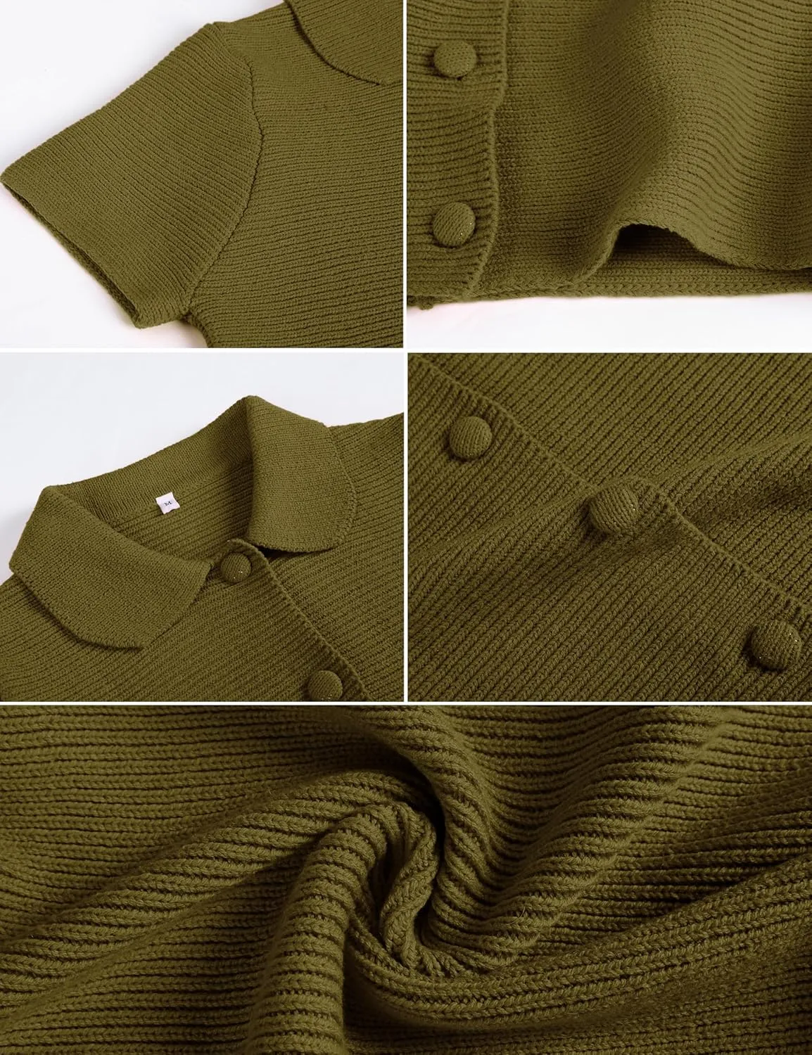 Tanming Womens Cardigan Sweaters Soft Chunky Knit Top Short Sleeve Button Loose Outerwear Sweater