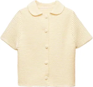 Tanming Womens Cardigan Sweaters Soft Chunky Knit Top Short Sleeve Button Loose Outerwear Sweater