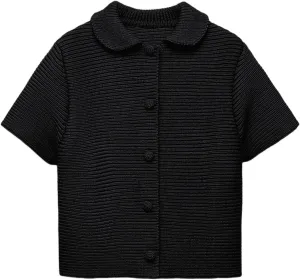 Tanming Womens Cardigan Sweaters Soft Chunky Knit Top Short Sleeve Button Loose Outerwear Sweater