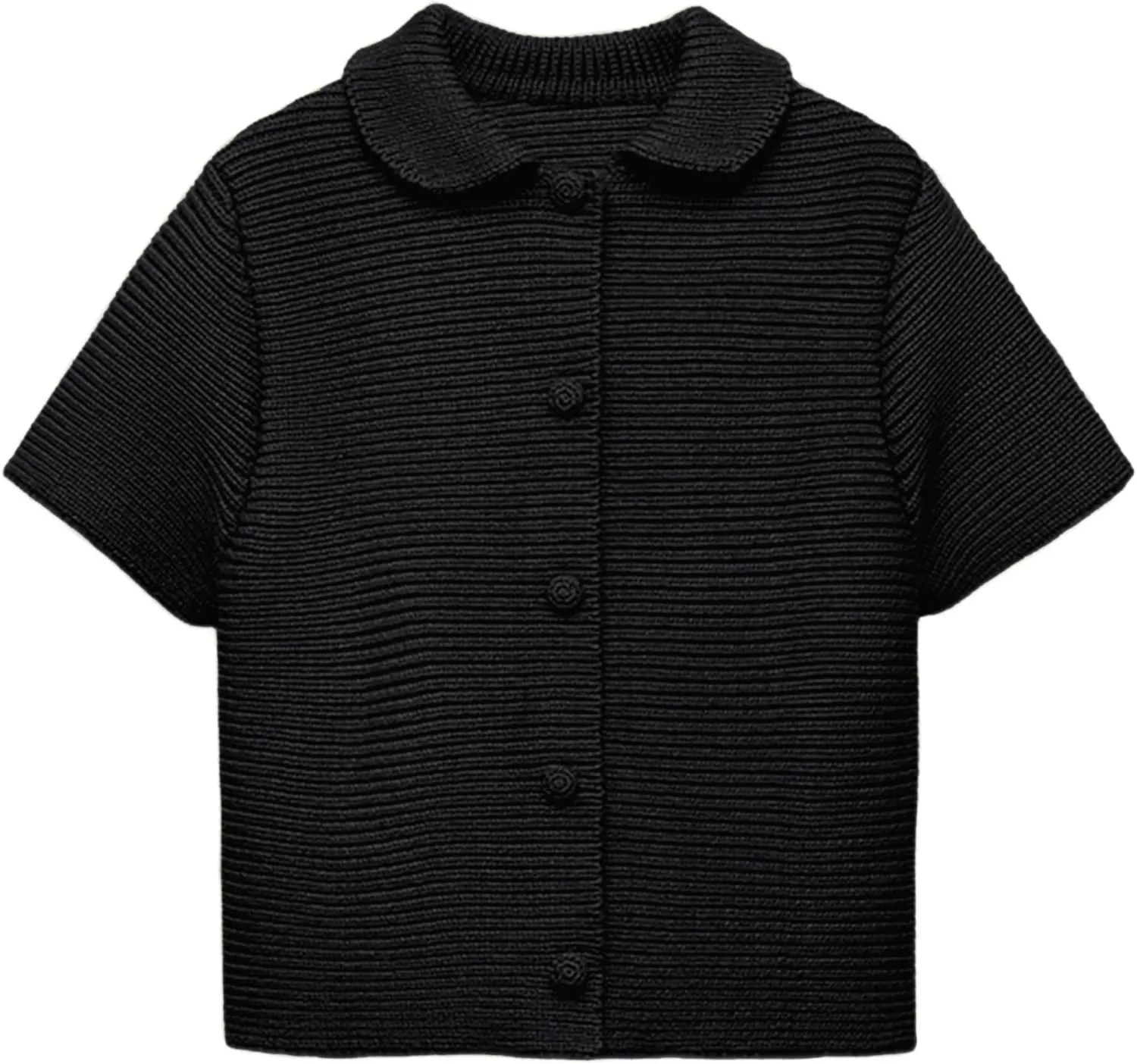 Tanming Womens Cardigan Sweaters Soft Chunky Knit Top Short Sleeve Button Loose Outerwear Sweater