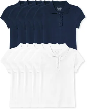 The Children's Place Girls Short Sleeve Ruffle Pique Polo Multipack