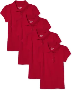 The Children's Place Girls Short Sleeve Ruffle Pique Polo Multipack